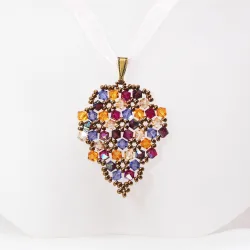 Pendant 40cm - Malvina Grapes-Salmon Organza - Pendant 40cm - Laiton bronze